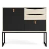 STUBBE Sideboard 1 Door 3 Drawers in Matt Black and Oak - Image 14