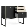 STUBBE Sideboard 1 Door 3 Drawers in Matt Black and Oak - Image 13