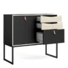 STUBBE Sideboard 1 Door 3 Drawers in Matt Black and Oak - Image 12