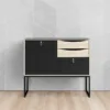 STUBBE Sideboard 1 Door 3 Drawers in Matt Black and Oak - Image 8