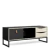 STUBBE TV Unit 1+2 Drawers with Open Shelf in Matt Black and Oak - Image 16