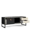 STUBBE TV Unit 1+2 Drawers with Open Shelf in Matt Black and Oak - Image 12