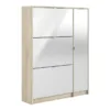 SHOES Shoe Cabinet 3 Tilting Doors 2 Layers + 1 Door in Oak Structure and White High Gloss