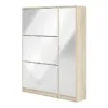 SHOES Shoe Cabinet 3 Tilting Doors 2 Layers + 1 Door in Oak Structure and White High Gloss - Image 8