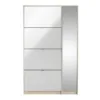 SHOES Shoe Cabinet 4 Mirror Tilting Doors 2 Layers + 1 Mirror Door in Oak Structure and White High Gloss - Image 8