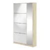 SHOES Shoe Cabinet 4 Mirror Tilting Doors 2 Layers + 1 Mirror Door in Oak Structure and White High Gloss - Image 7