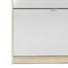 SHOES Shoe Cabinet 4 Mirror Tilting Doors 2 Layers + 1 Mirror Door in Oak Structure and White High Gloss - Image 4