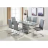 DRESDEN Extending Glass Dining Table in Grey and Silver