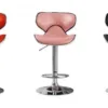 HILLSIDE PU Bar Stool with Chrome Adjustable Frame - Set of 2