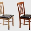 MASSA Wooden Chair with Black PU Seat Pads - Set of 2