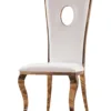 PESCARA PU White Dining Chair with Stainless Steel Legs in Rose Gold Colour - Set of 2