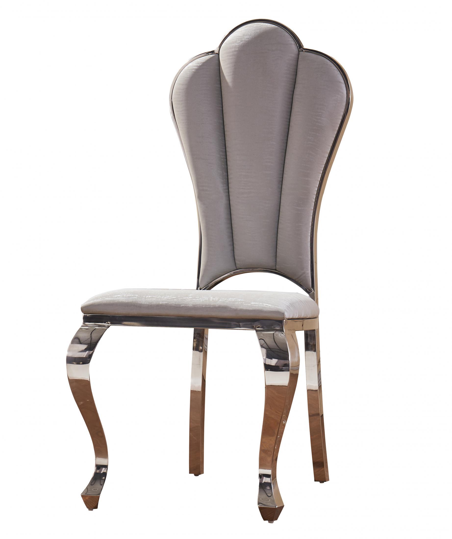 SARDINIA Grey Fabric Dining Chair with Stainless Steel Legs