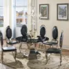 VASTO Black PU Dining Chair with Stainless Steel Legs - Set of 2 - Image 2