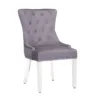 SIENNA Grey Velvet Dining Chair with Stainless Steel Legs and Lion Knocker