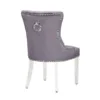 SIENNA Grey Velvet Dining Chair with Stainless Steel Legs and Lion Knocker - Image 2