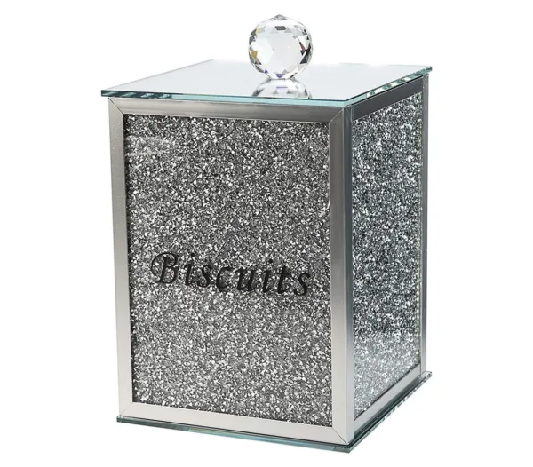 BISCUIT Crushed Diamond Square Glass Biscuit Jar