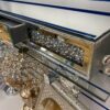 Crushed Diamond Glass Floating Wall Shelf with Drawer NT-20126 - Image 3