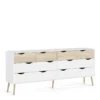 OSLO Double Dresser with 8 Drawers in White and Oak