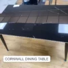 CORNWALL Ceramic Dining Table with Black Metal Legs in Black, Grey