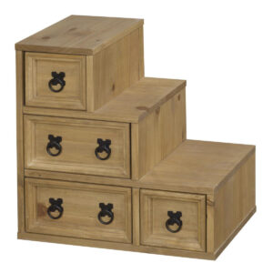 CORONA Pine Staircase Side Modular in Light Pine with 4 Drawers