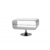 GARFIELD High Gloss TV Unit with Clear Glass Shelf and Stainless Steel Base in Black, Red, White - Image 3