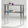 HUDSON Glass Hall Unit with Stainless Steel Legs and Glass Shelf