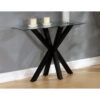 LANGLEY Clear Glass Console Table with Gloss Satin Frame in Black and White