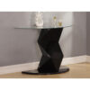 ROWLEY Clear Glass Console Table with High Gloss Base in Black and White