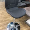STAR Adjustable Swivel Bar Stool in Black and Grey Faux Leather and Plush Velvet Grey - Image 4