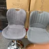 STAR Adjustable Swivel Bar Stool in Black and Grey Faux Leather and Plush Velvet Grey - Image 2