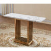 TUSCANY White Marble Console Table with Rose Gold Stainless Steel Frame