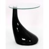 CHILTON High Gloss Lamp Table with Round Clear Glass Top