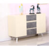 CALIPSO High Gloss Sideboard in Concrete & Cream with 2 Doors & 3 Drawers