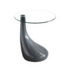 CHILTON High Gloss Lamp Table with Round Clear Glass Top - Image 2