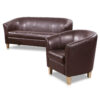 CLARIDON 3 Seater PU Sofa in Black, Brown & Cream - Image 2