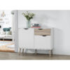 MAPLETON Small Sideboard with 2 Doors & 1 Drawer in White & Oak Effect - Image 2