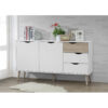 MAPLETON Large Sideboard with 2 Doors & 3 Drawers in White & Oak Effect - Image 2