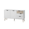 MAPLETON Large Sideboard with 2 Doors & 3 Drawers in White & Oak Effect