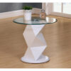 ROWLEY High Gloss Lamp Table with Clear Glass Round Top in Black and White - Image 2