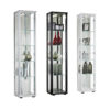 SELBY Glass Cabinet with 1 Door in Black, Silver, White & Oak