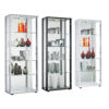 SELBY Glass Cabinet with 2 Doors in Black, Silver, White & Oak