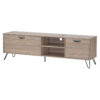 SONOMA TV Unit with 2 Drawers,1 Shelf, Oak Effect & Black Metal Legs