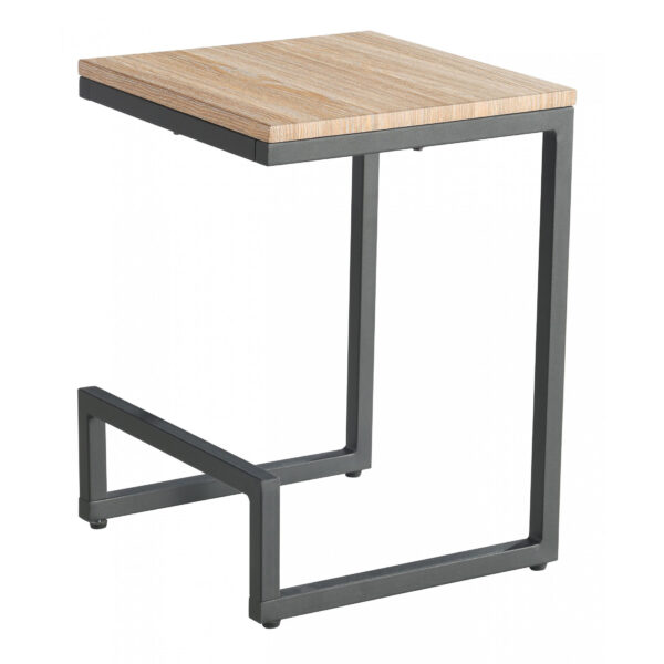 WARREN Lamp Table with Latte Oak Effect & Black Metal Painted Frame