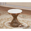 PESCARA White Marble Lamp Table with Rose Gold Stainless Steel Frame