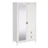 BARCELONA Wardrobe with 1 Door, 1 Miiror Door & 2 Drawers in White