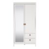 BARCELONA Wardrobe with 1 Door, 1 Miiror Door & 2 Drawers in White - Image 2