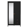 BARCELONA Wardrobe with 1 Door, 1 Mirror Door & 2 Drawers in Matt Black - Image 2