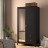 BARCELONA Wardrobe with 1 Door, 1 Mirror Door & 2 Drawers in Matt Black - Image 6