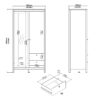 BARCELONA Wardrobe with 1 Door, 1 Mirror Door & 2 Drawers in Matt Black - Image 9