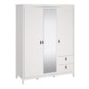 BARCELONA Wardrobe with 2 Doors, 1 Mirror Door & 2 Drawers in White